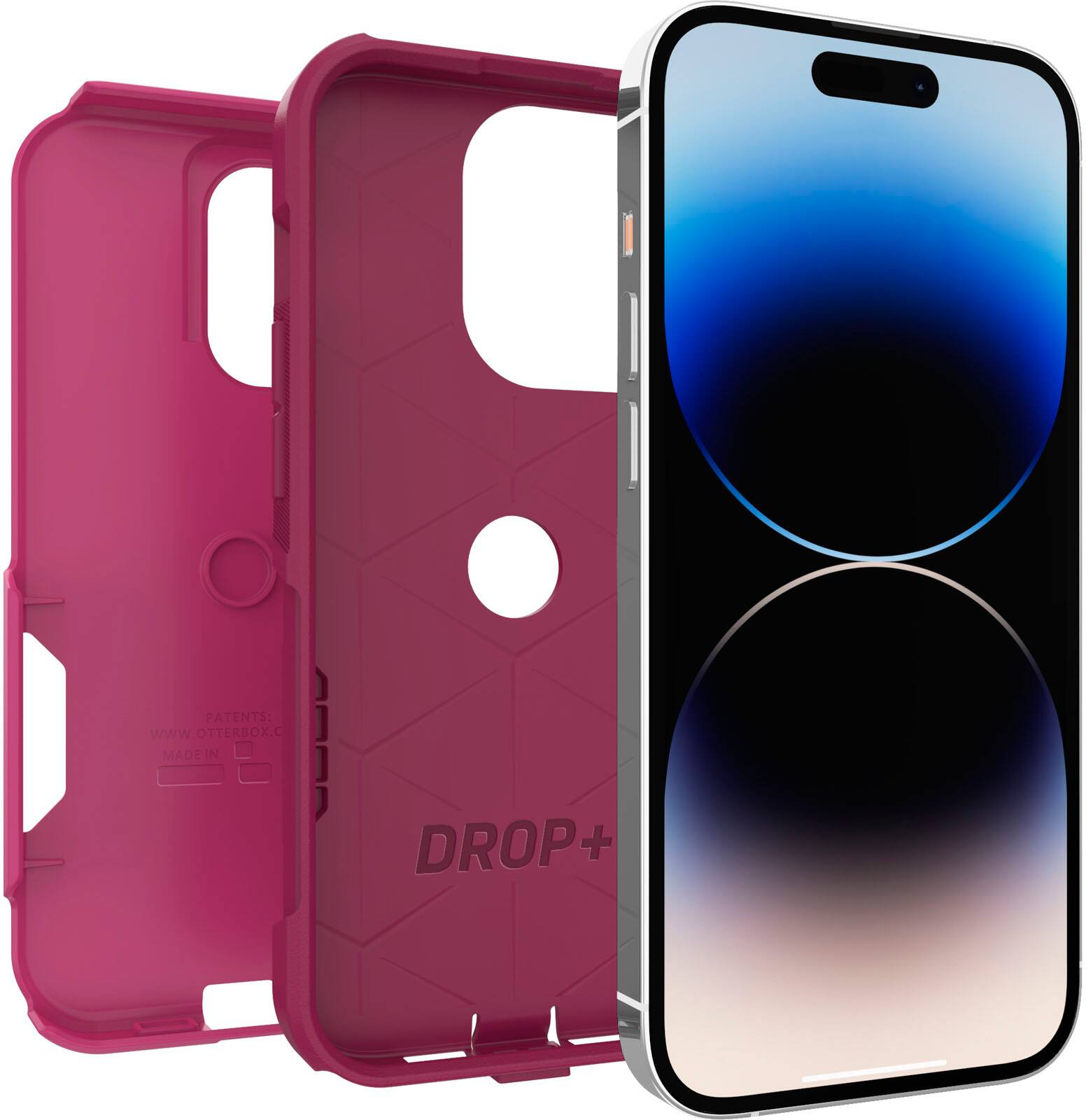 Angle. OtterBox - Commuter Series Hard Shell for Apple iPhone 14 Pro - Into the Fuchsia.