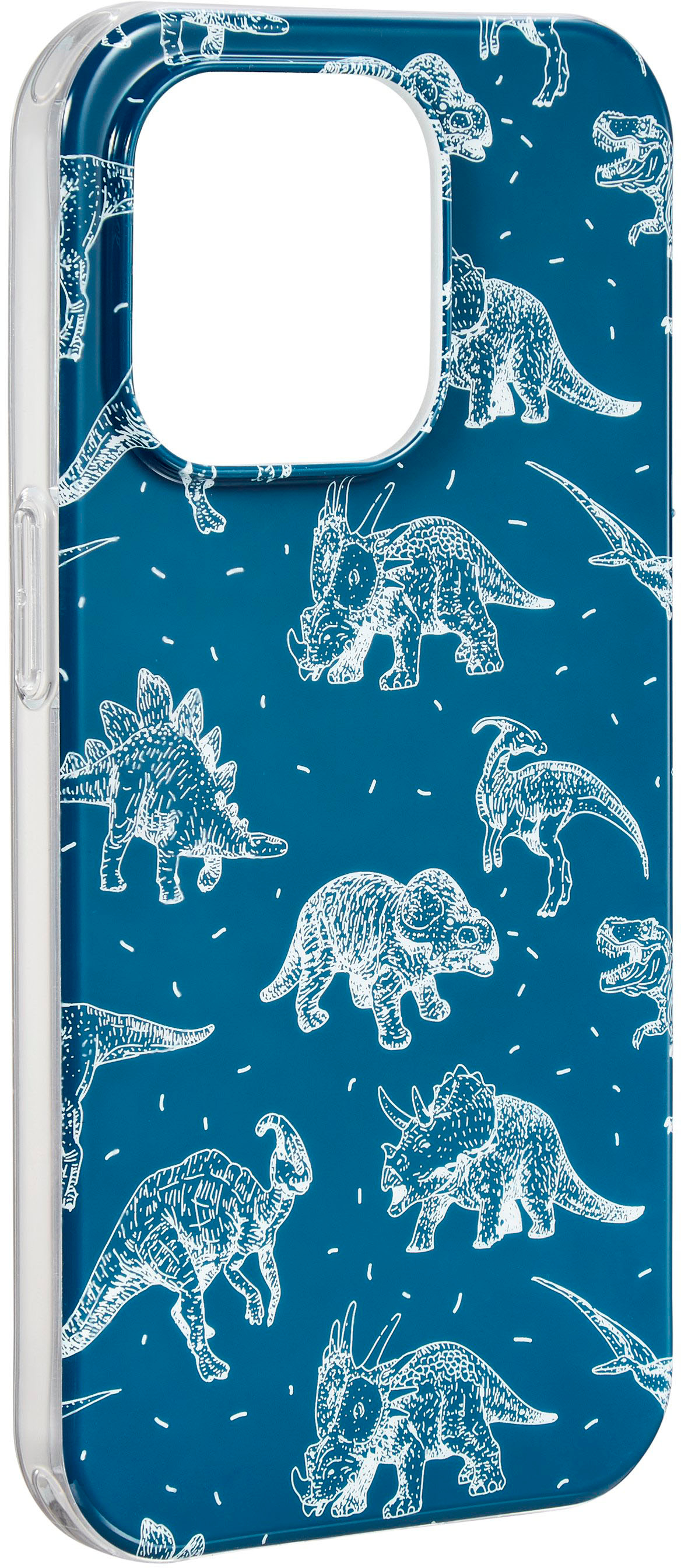 Angle. Insignia™ - Hard-Shell Case for iPhone 14 Pro - Dinosaurs.