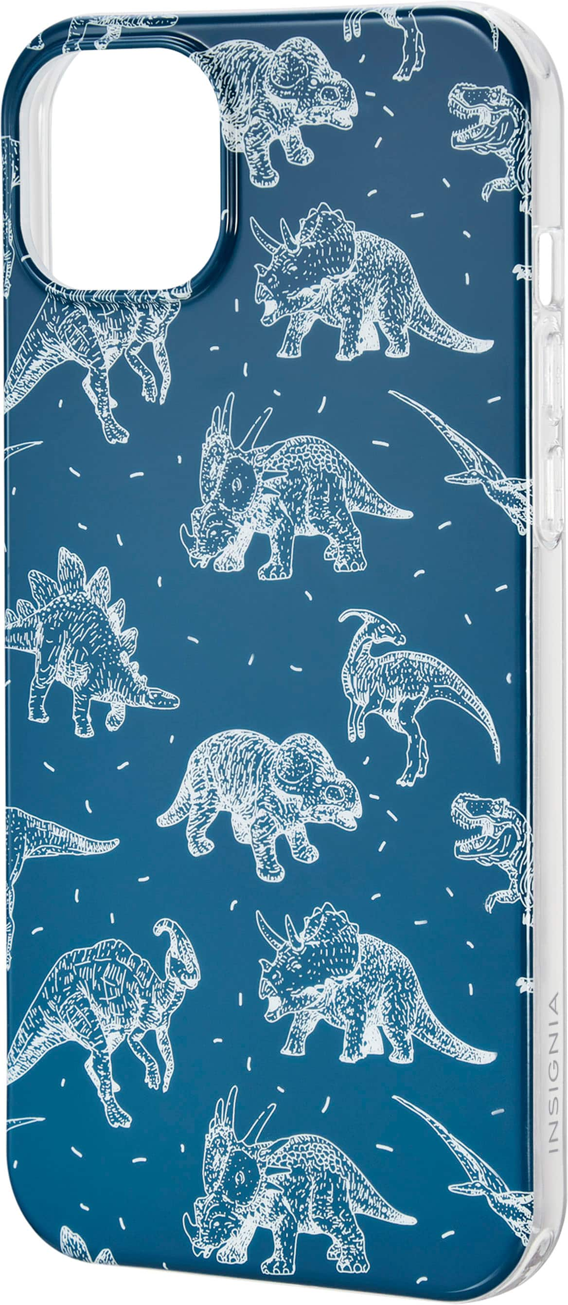 Left View: Insignia™ - Hard-Shell Case for iPhone 14 Plus - Dinosaurs