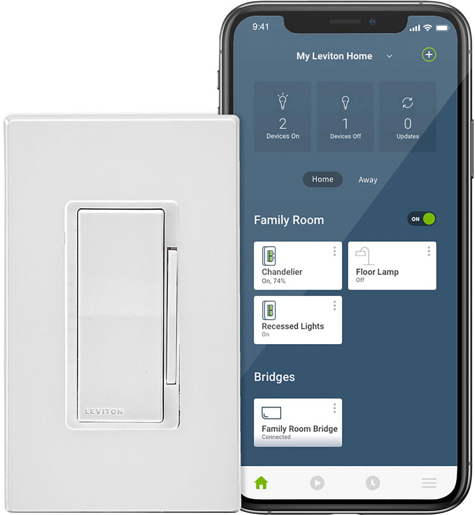 Alt View 11. Leviton - Decora No-Neutral 600 W Dimmer Switch - White.