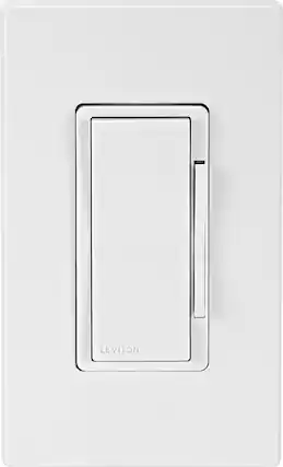 Front. Leviton - Decora No-Neutral 600 W Dimmer Switch - White.