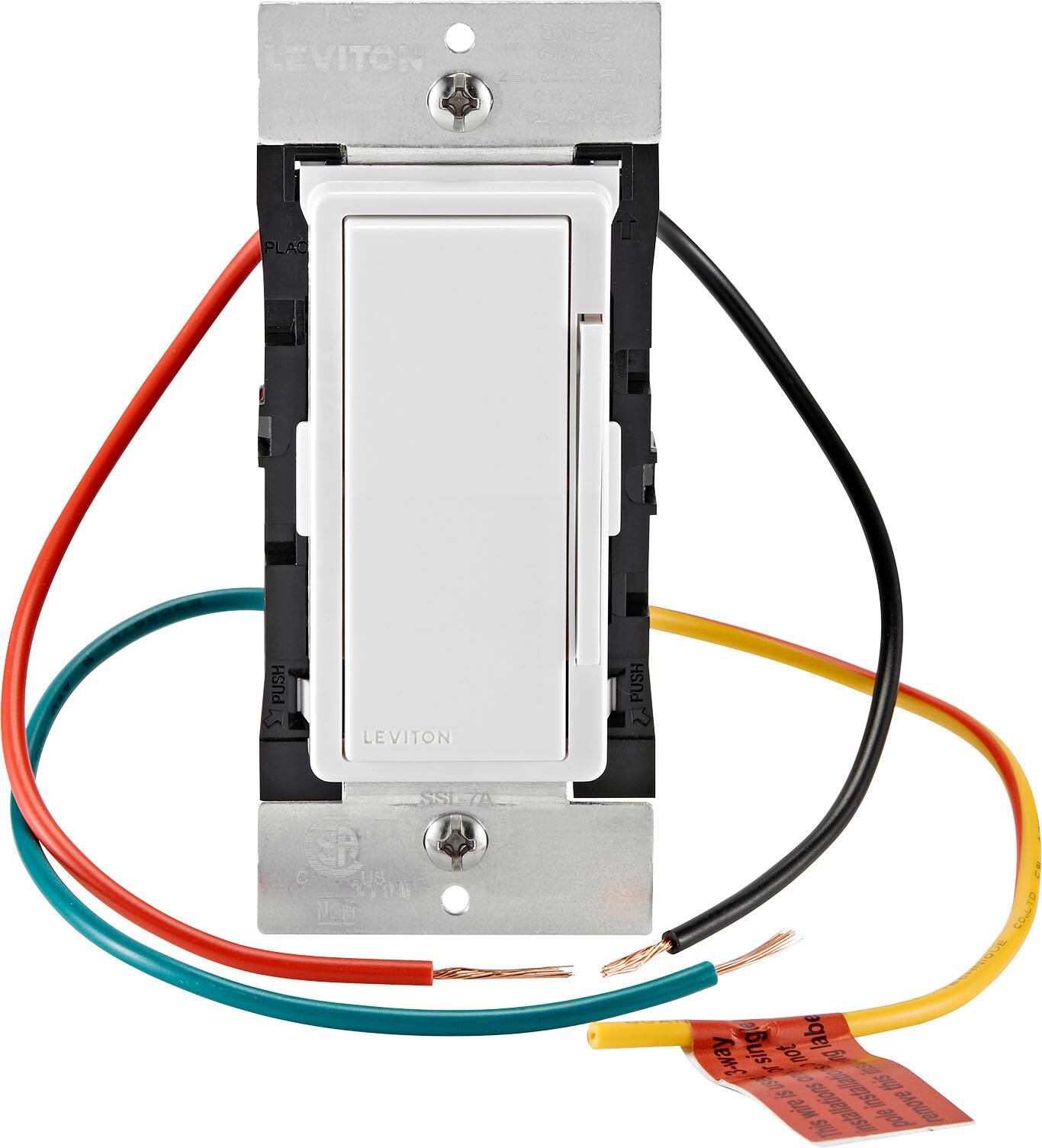 Alt View 14. Leviton - Decora No-Neutral 600 W Dimmer Switch - White.