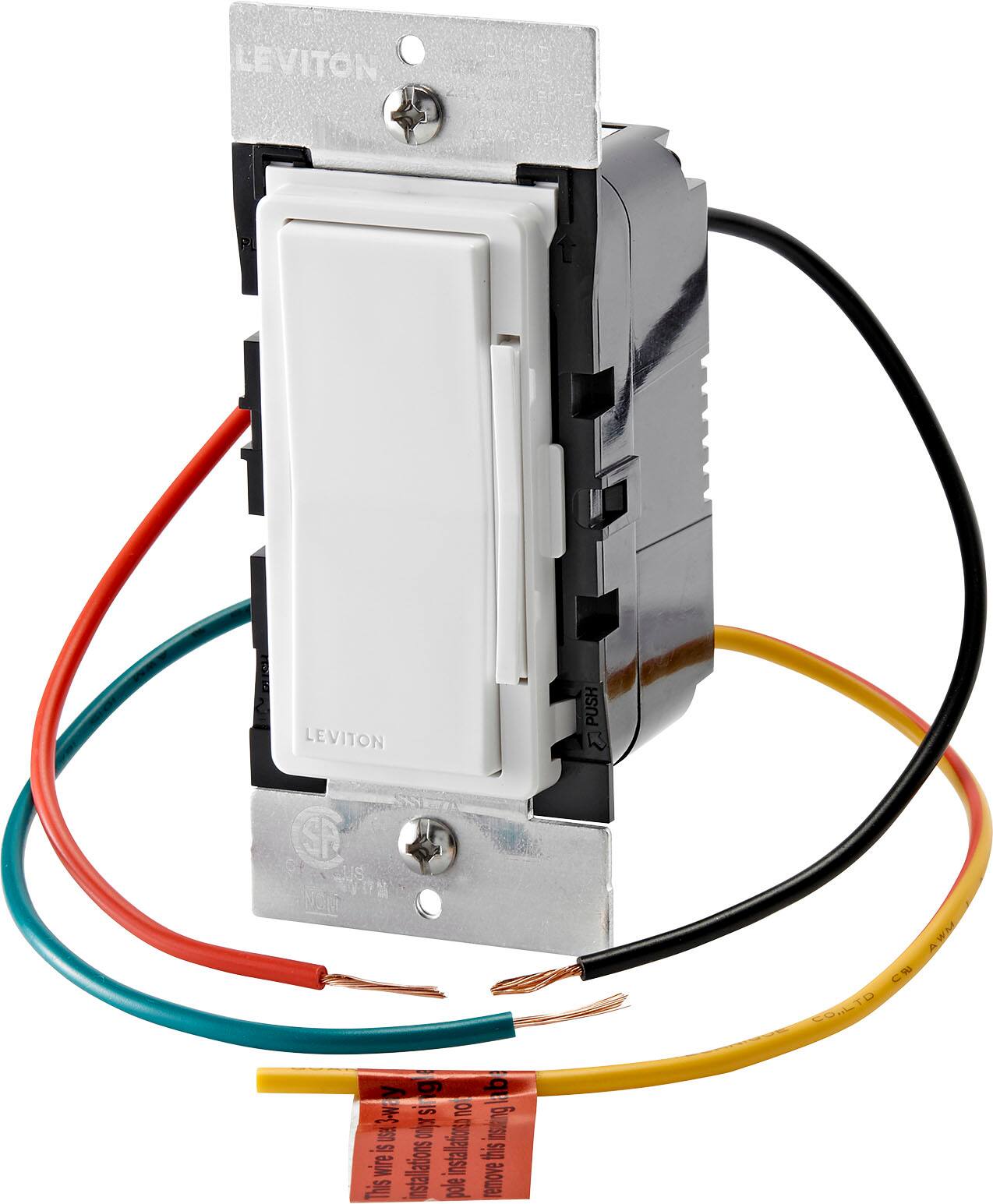 Alt View 15. Leviton - Decora No-Neutral 600 W Dimmer Switch - White.