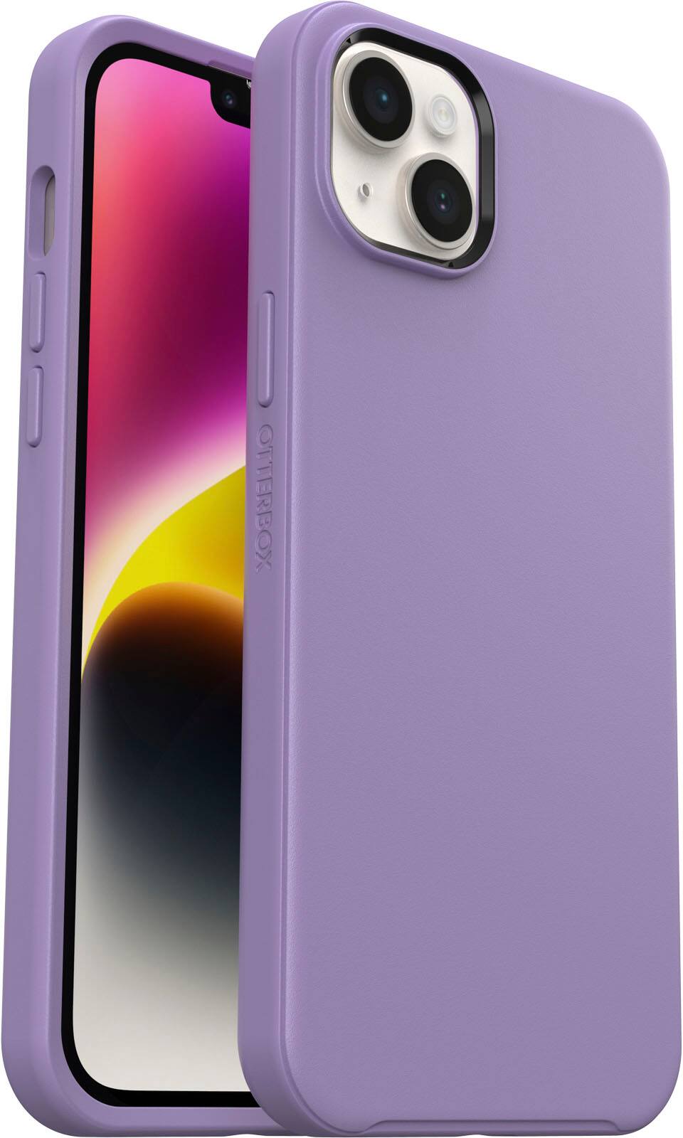 Left. OtterBox - Symmetry Series+ for MagSafe Hard Shell for Apple iPhone 14 Plus - You Lilac It.