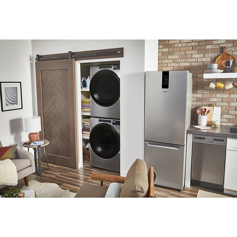Alt View 16. Whirlpool - 4.5 Cu. Ft. High-Efficiency Stackable Front Load Washer with Steam and Tumble Fresh - Chrome Shadow.