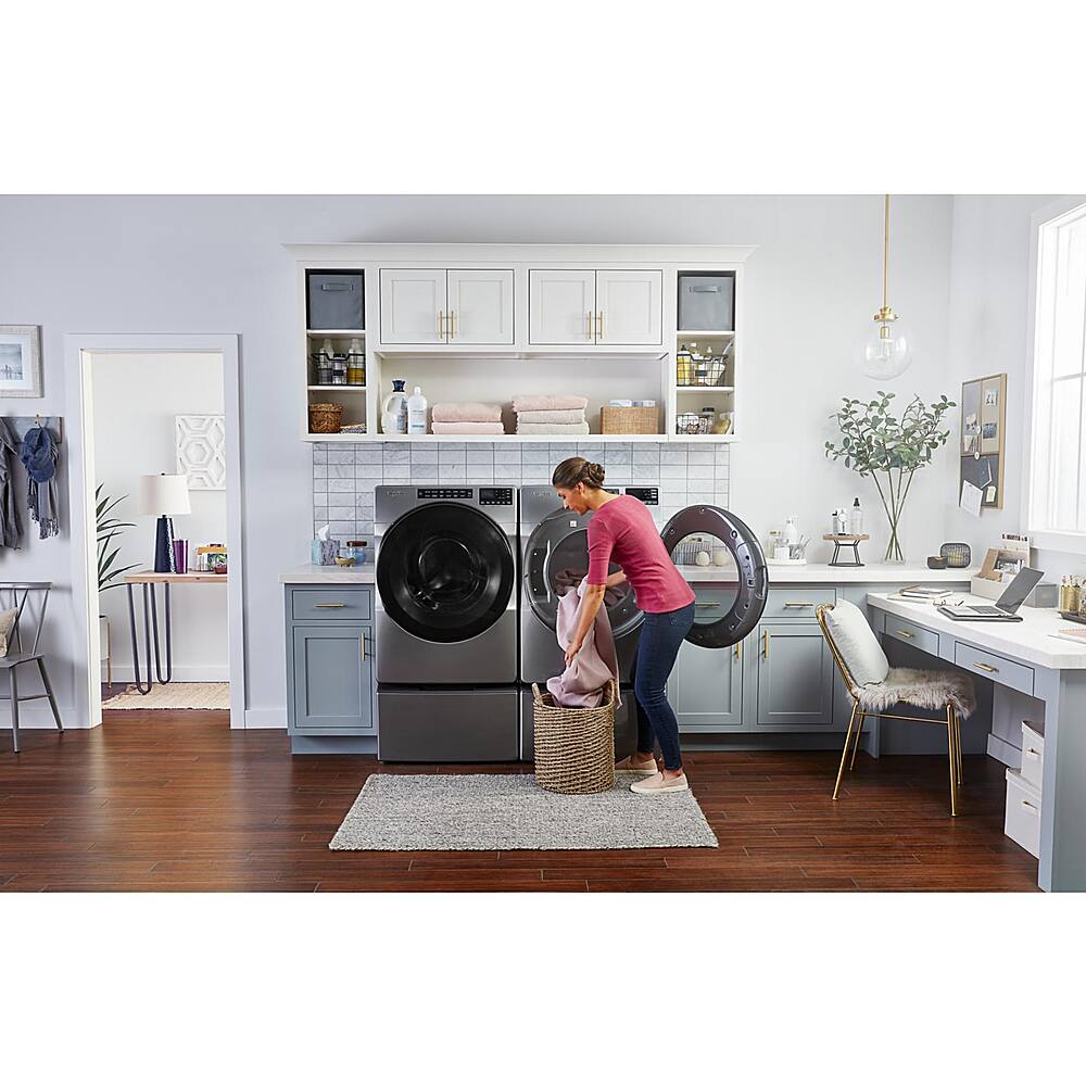Alt View 12. Whirlpool - 7.4 Cu. Ft. Stackable Electric Dryer with Wrinkle Shield - Chrome Shadow.