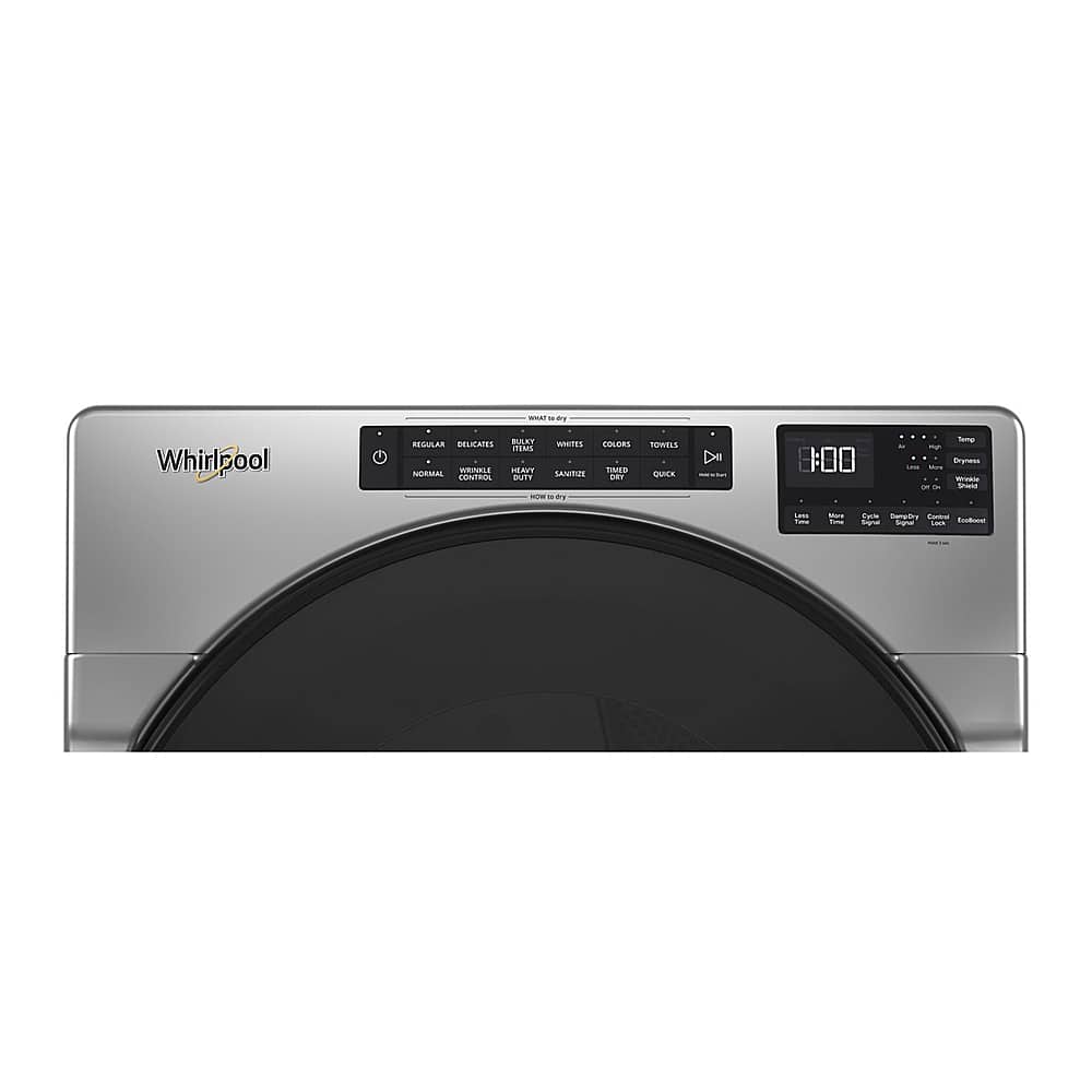 Left. Whirlpool - 7.4 Cu. Ft. Stackable Electric Dryer with Wrinkle Shield - Chrome Shadow.