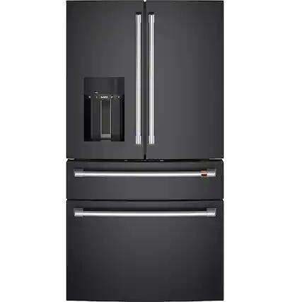Front. Café - 22.3 Cu. Ft. Counter-Depth 4-Drawer French-Door Refrigerator, Customizable - Matte Black.