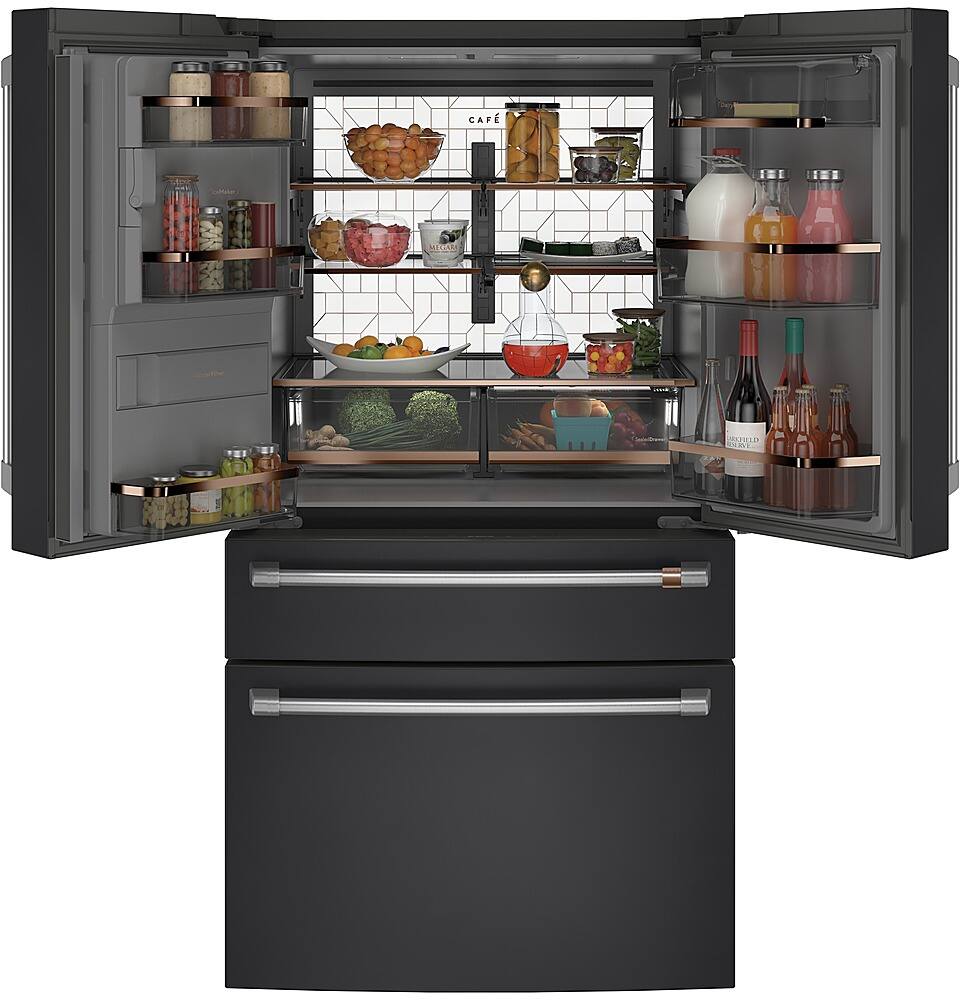 Alt View 1. Café - 22.3 Cu. Ft. Counter-Depth 4-Drawer French-Door Refrigerator, Customizable - Matte Black.