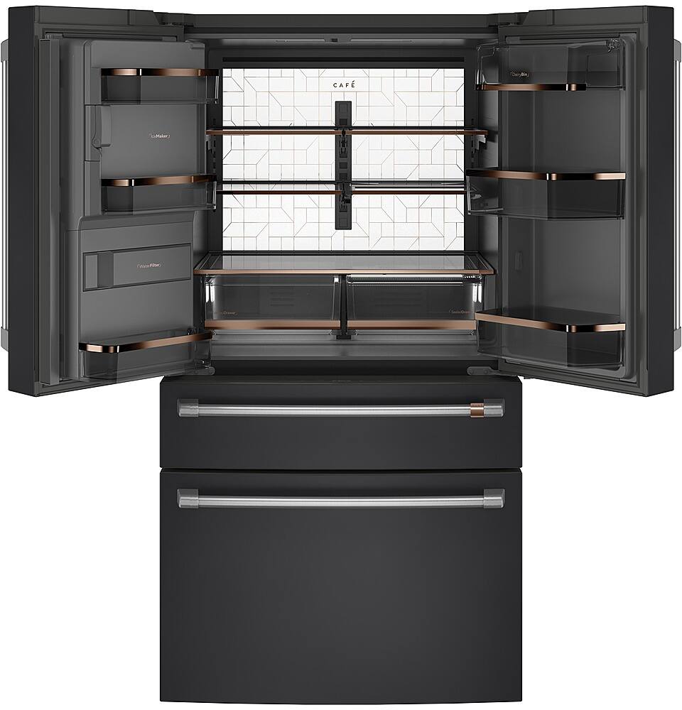 Alt View 2. Café - 22.3 Cu. Ft. Counter-Depth 4-Drawer French-Door Refrigerator, Customizable - Matte Black.