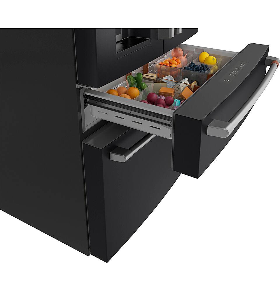 Alt View 5. Café - 22.3 Cu. Ft. Counter-Depth 4-Drawer French-Door Refrigerator, Customizable - Matte Black.