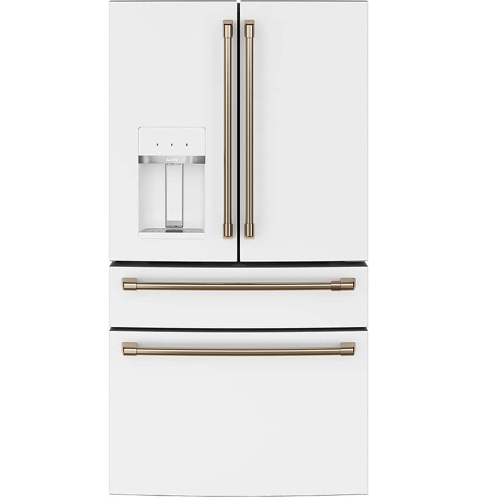 Front. Café - 22.3 Cu. Ft. Counter-Depth 4-Drawer French-Door Refrigerator, Customizable - Matte White.
