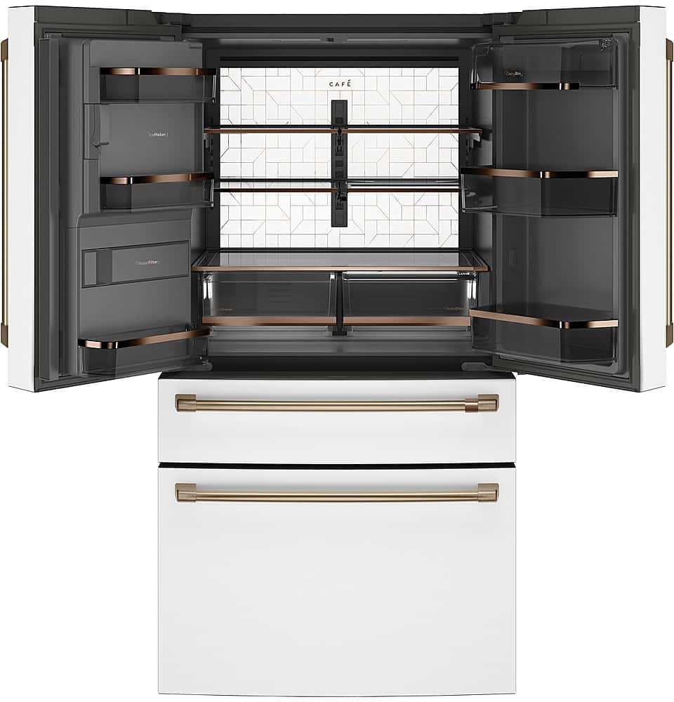 Alt View 2. Café - 22.3 Cu. Ft. Counter-Depth 4-Drawer French-Door Refrigerator, Customizable - Matte White.