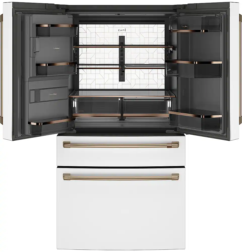 Alt View 2. Café - 22.3 Cu. Ft. Counter-Depth 4-Drawer French-Door Refrigerator, Customizable - Matte White.
