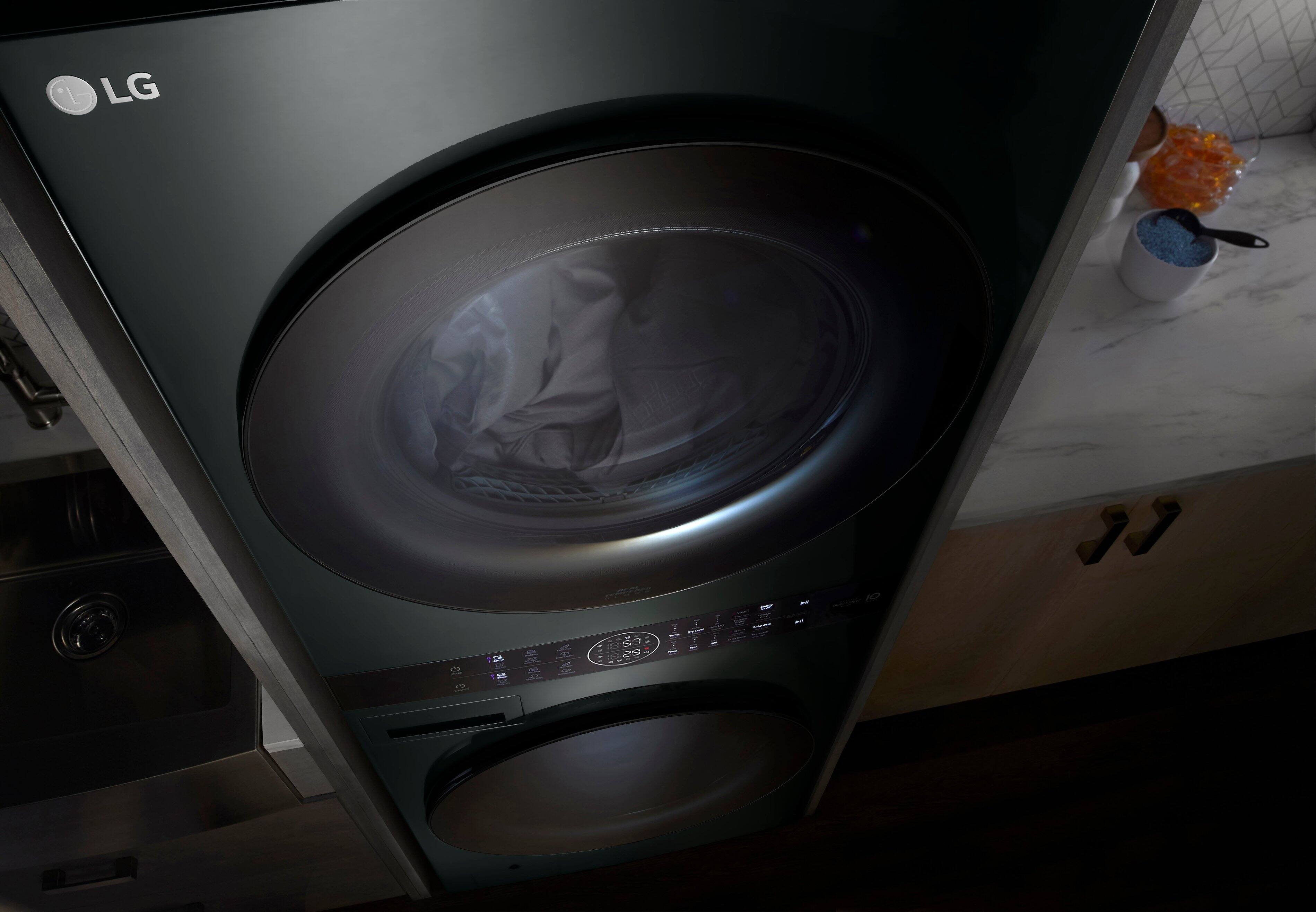 Alt View 13. LG - 4.5 Cu. Ft. HE Smart Front Load Washer and 7.4 Cu. Ft. Electric Dryer WashTower with Steam and Built-In Intelligence - Nature Green.