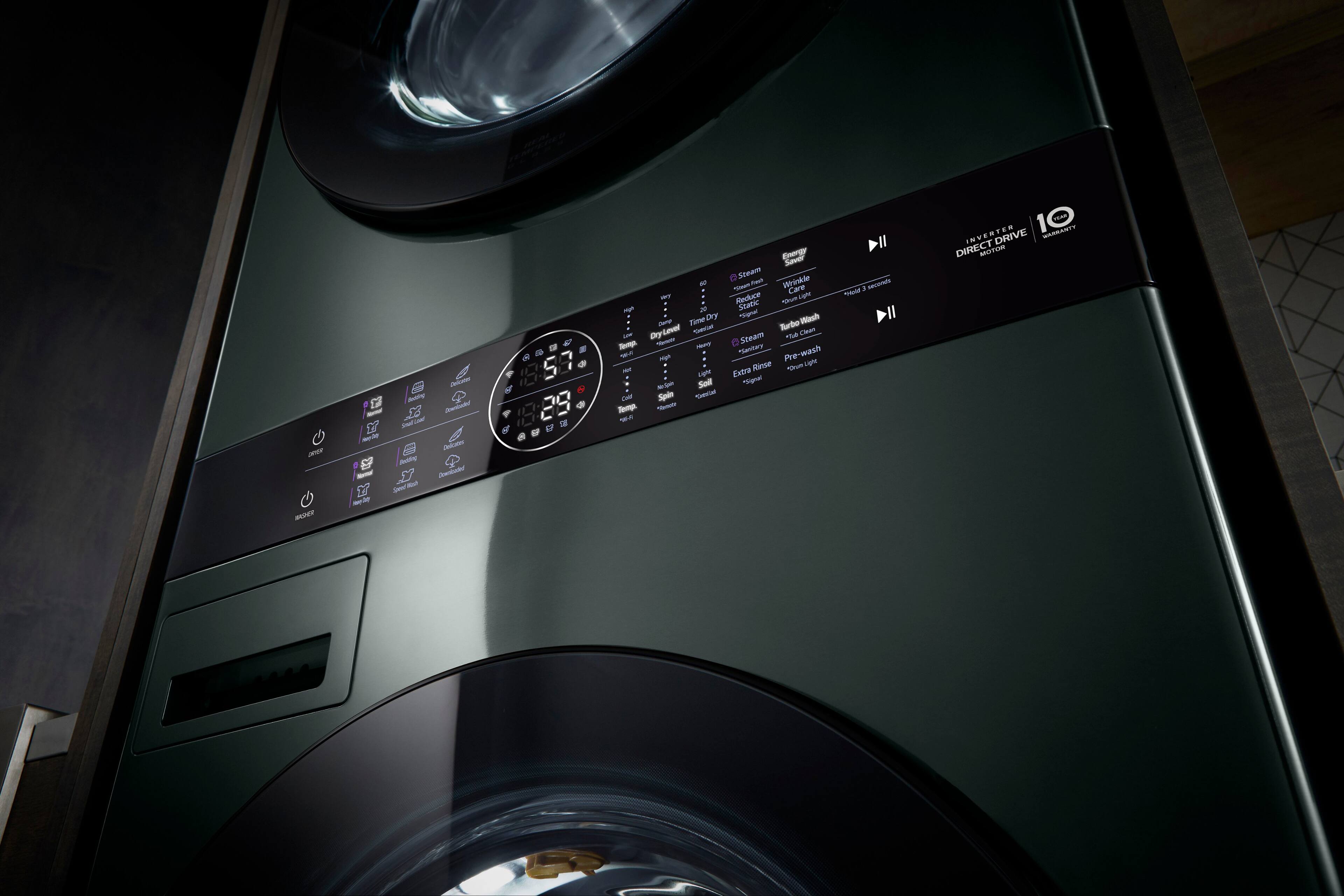 Alt View 14. LG - 4.5 Cu. Ft. HE Smart Front Load Washer and 7.4 Cu. Ft. Electric Dryer WashTower with Steam and Built-In Intelligence - Nature Green.