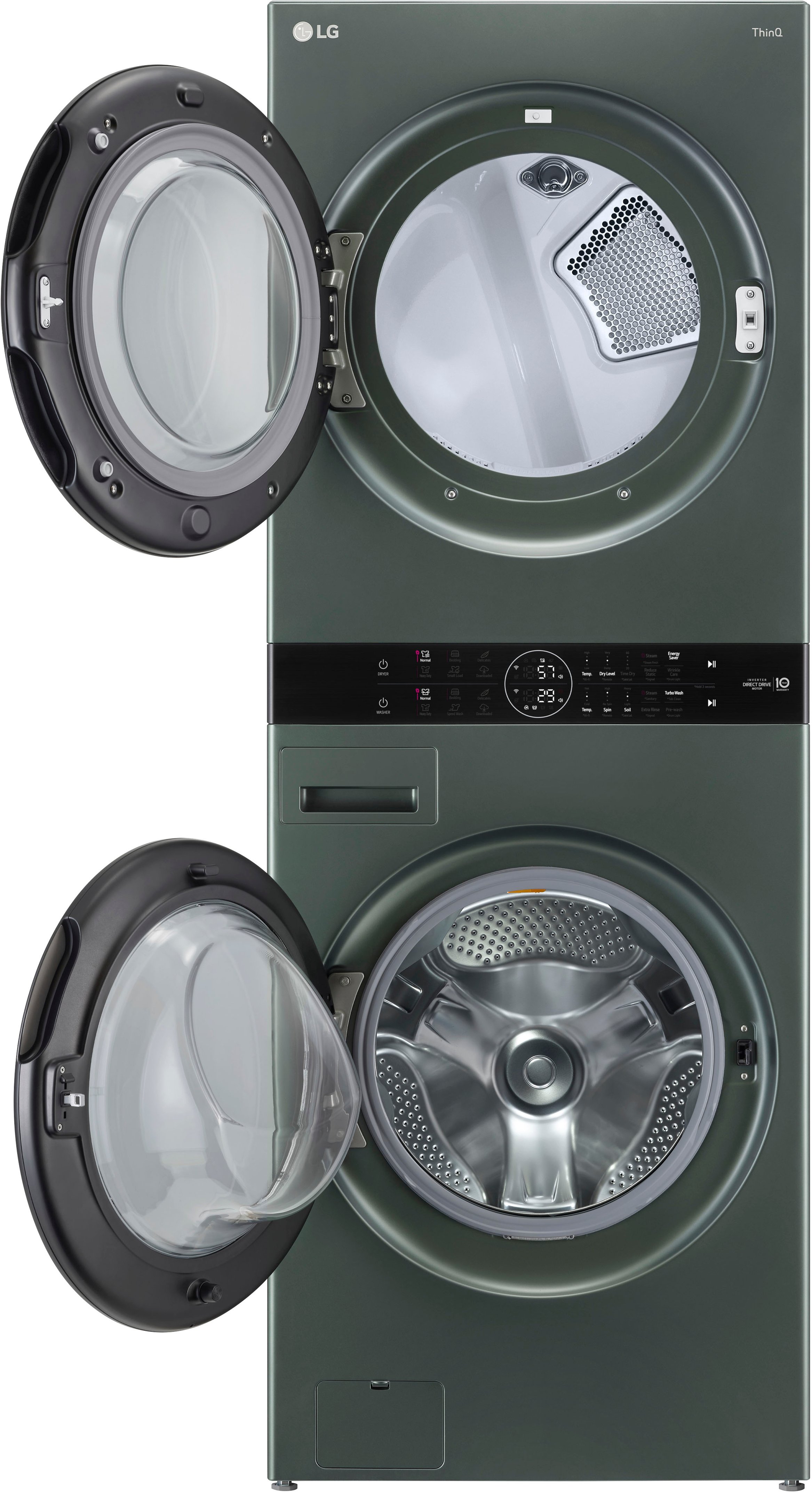 Alt View 2. LG - 4.5 Cu. Ft. HE Smart Front Load Washer and 7.4 Cu. Ft. Electric Dryer WashTower with Steam and Built-In Intelligence - Nature Green.