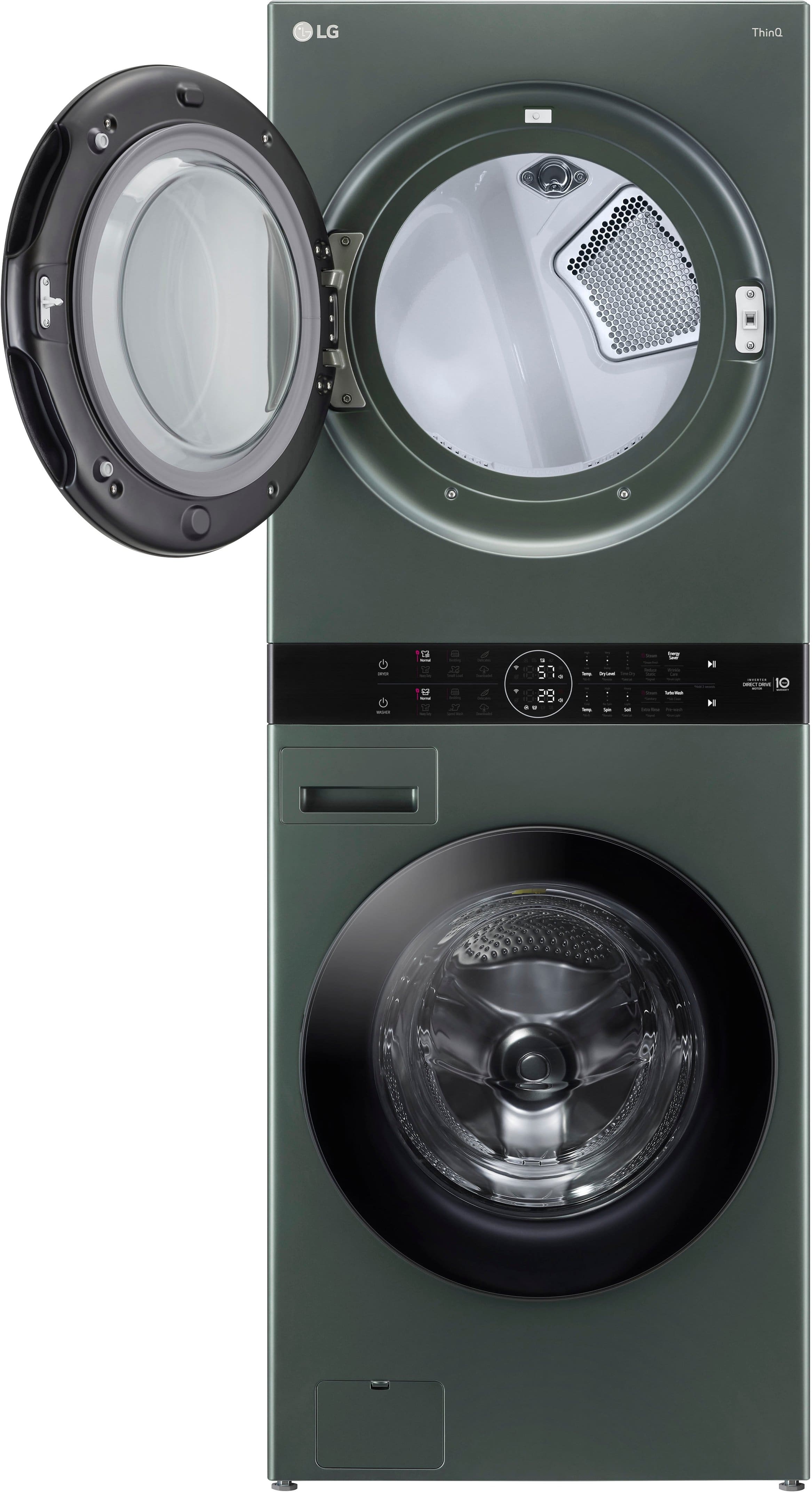 Alt View 12. LG - 4.5 Cu. Ft. HE Smart Front Load Washer and 7.4 Cu. Ft. Gas Dryer WashTower with Steam and Built-In Intelligence - Nature Green.