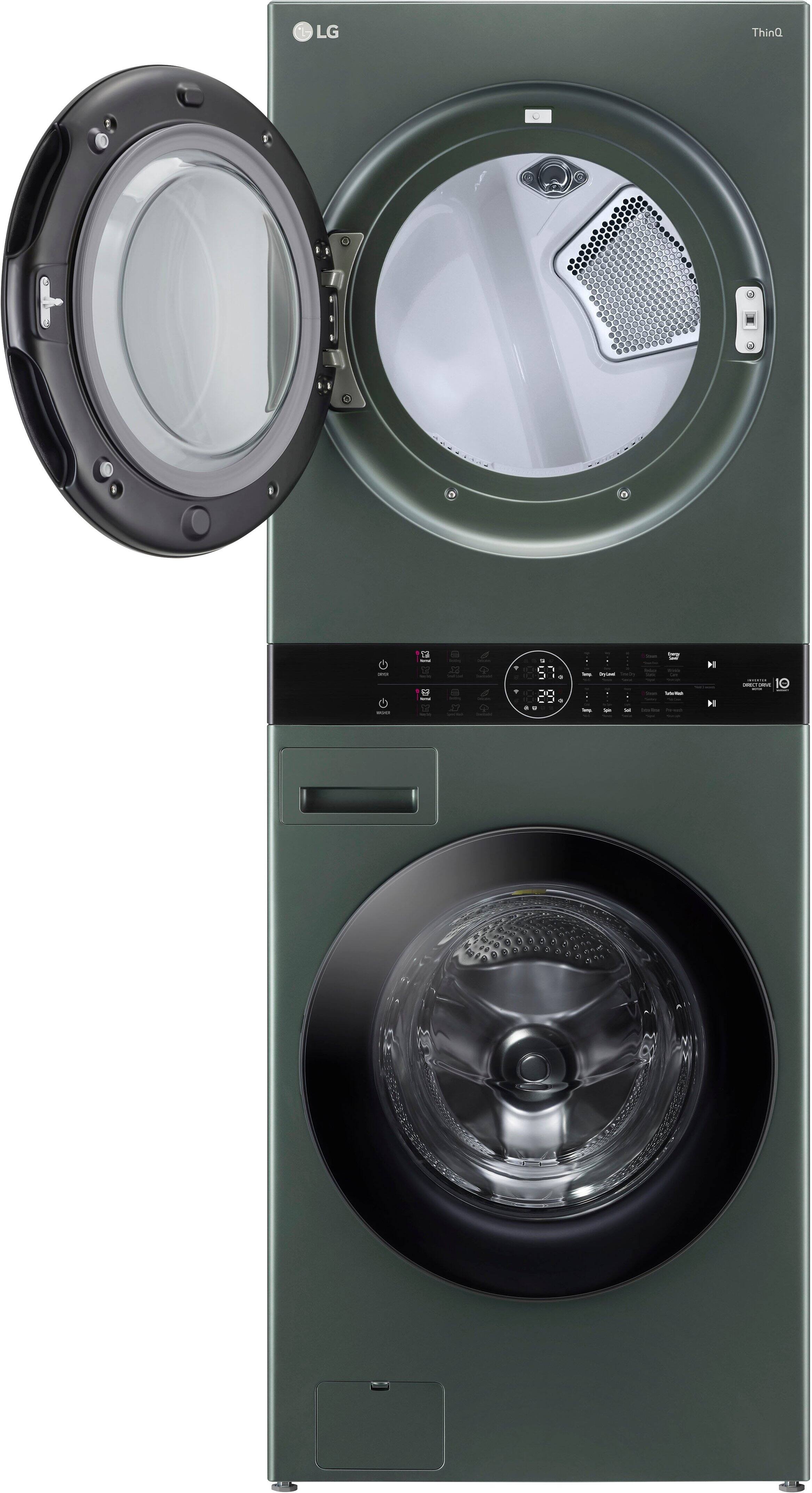 Alt View 12. LG - 4.5 Cu. Ft. HE Smart Front Load Washer and 7.4 Cu. Ft. Gas Dryer WashTower with Steam and Built-In Intelligence - Nature Green.