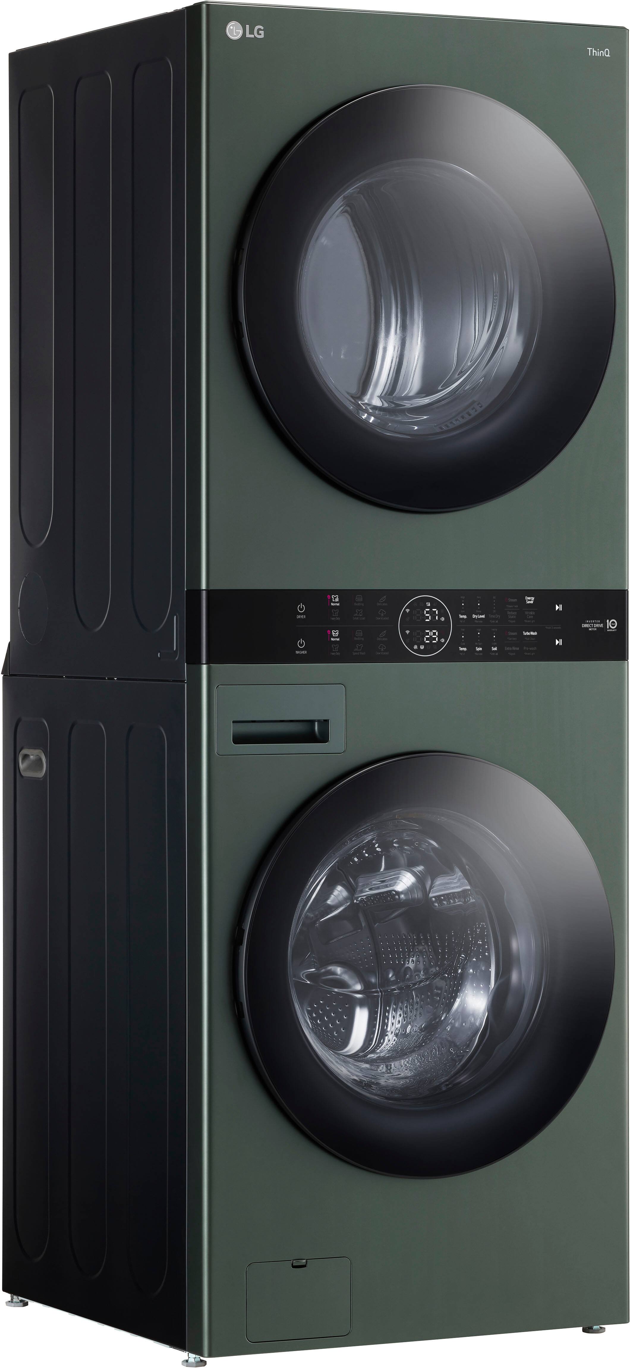 Alt View 21. LG - 4.5 Cu. Ft. HE Smart Front Load Washer and 7.4 Cu. Ft. Gas Dryer WashTower with Steam and Built-In Intelligence - Nature Green.