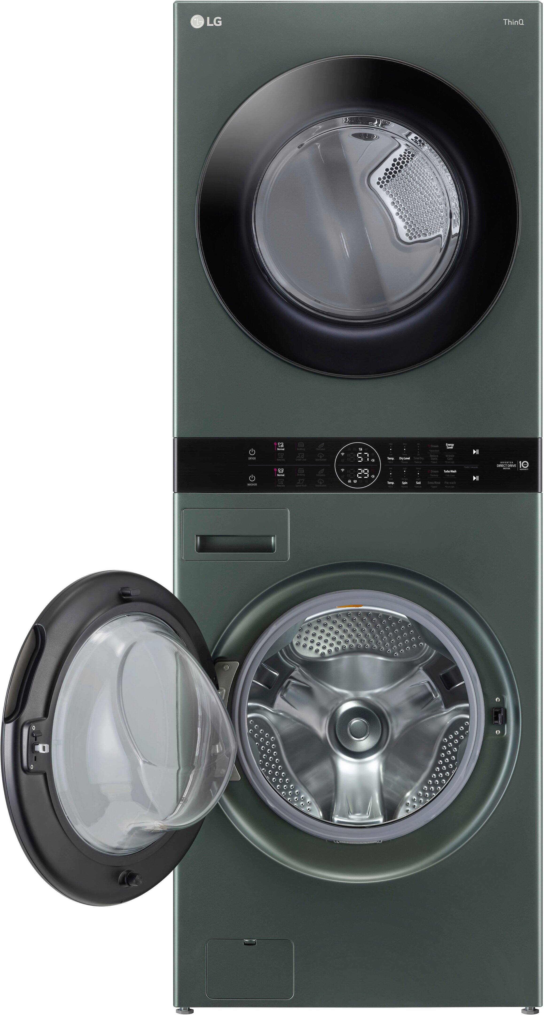 Alt View 11. LG - 4.5 Cu. Ft. HE Smart Front Load Washer and 7.4 Cu. Ft. Gas Dryer WashTower with Steam and Built-In Intelligence - Nature Green.