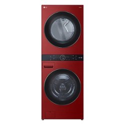 LG - 4.5 Cu. Ft. HE Smart Front Load Washer and 7.4 Cu. Ft. Electric Dryer WashTower with Steam and Built-In Intelligence - Candy Apple Red - Front_Zoom