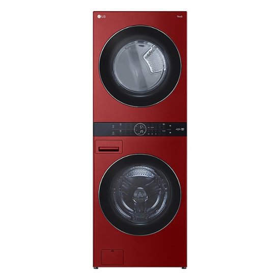 Front. LG - 4.5 Cu. Ft. HE Smart Front Load Washer and 7.4 Cu. Ft. Electric Dryer WashTower with Steam and Built-In Intelligence - Candy Apple Red.