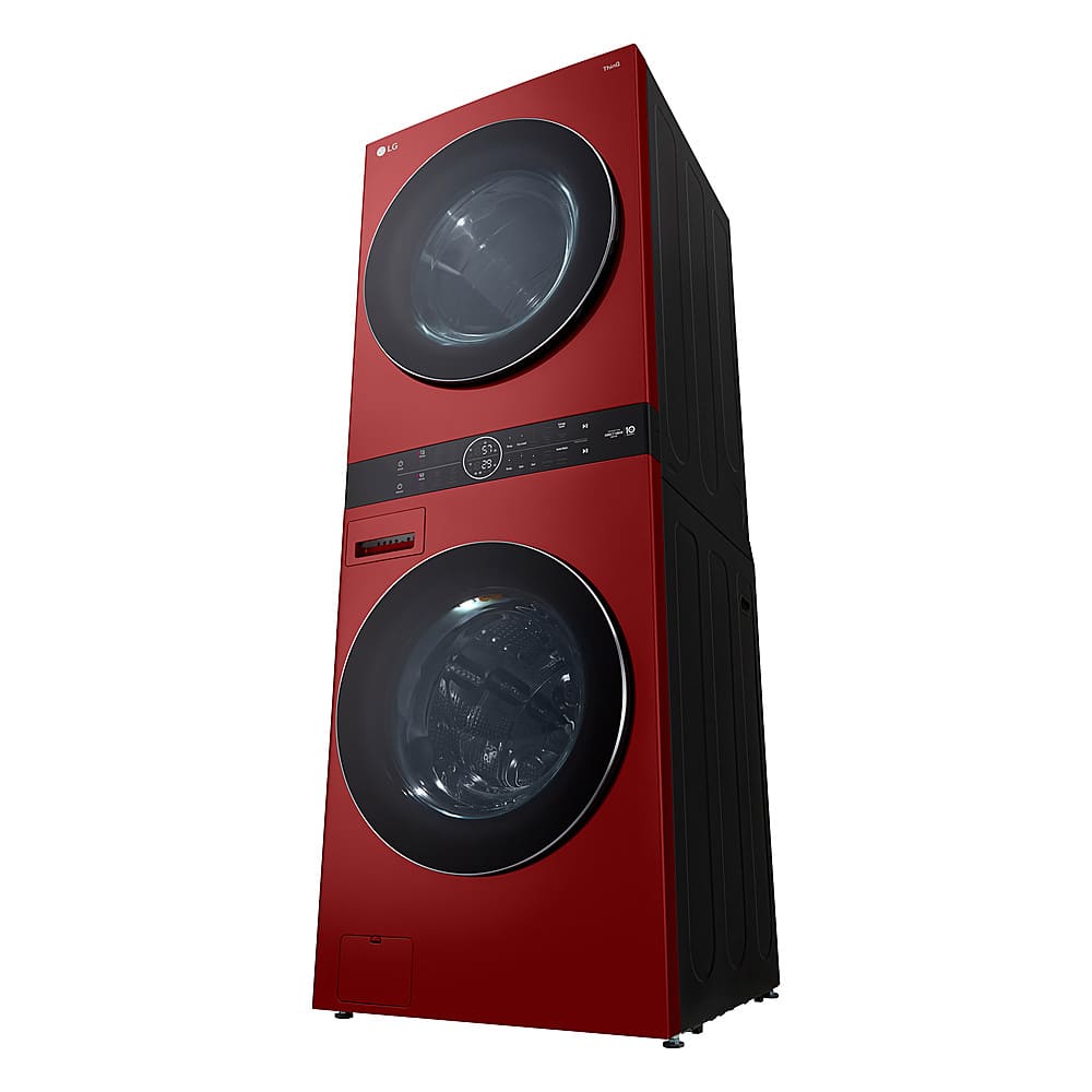 Alt View 12. LG - 4.5 Cu. Ft. HE Smart Front Load Washer and 7.4 Cu. Ft. Gas Dryer WashTower with Steam and Built-In Intelligence - Candy Apple Red.