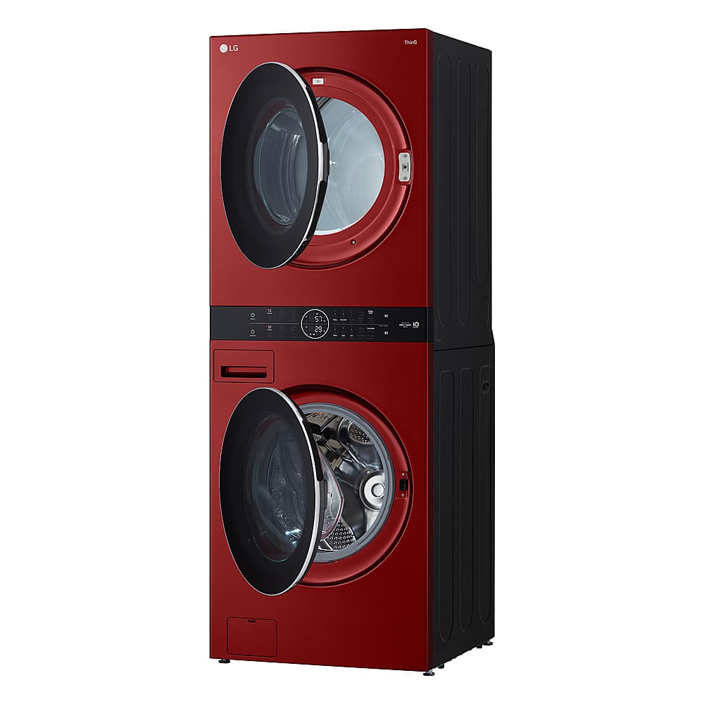 Alt View 13. LG - 4.5 Cu. Ft. HE Smart Front Load Washer and 7.4 Cu. Ft. Gas Dryer WashTower with Steam and Built-In Intelligence - Candy Apple Red.