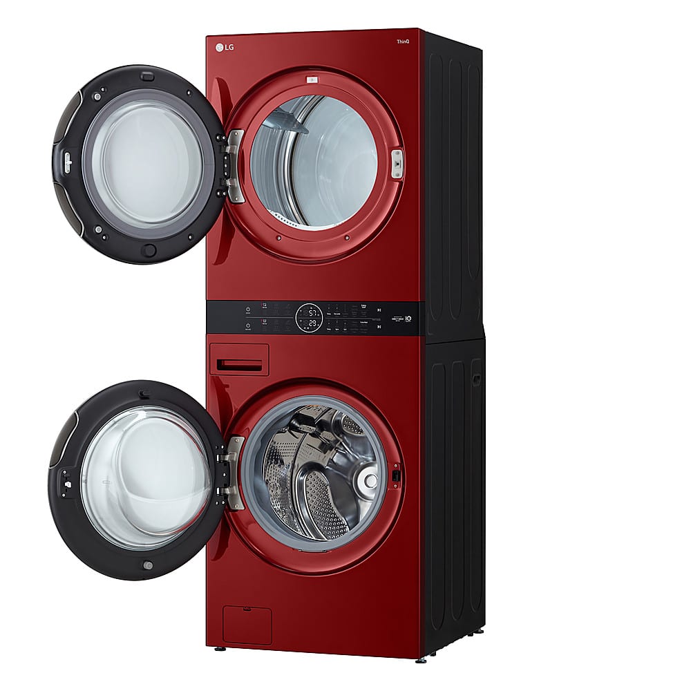 Alt View 14. LG - 4.5 Cu. Ft. HE Smart Front Load Washer and 7.4 Cu. Ft. Gas Dryer WashTower with Steam and Built-In Intelligence - Candy Apple Red.