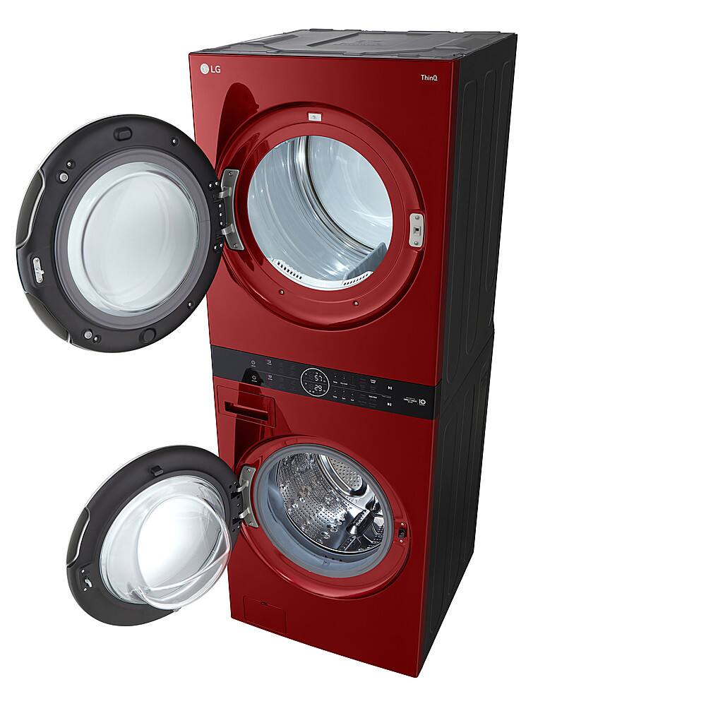 Alt View 17. LG - 4.5 Cu. Ft. HE Smart Front Load Washer and 7.4 Cu. Ft. Gas Dryer WashTower with Steam and Built-In Intelligence - Candy Apple Red.