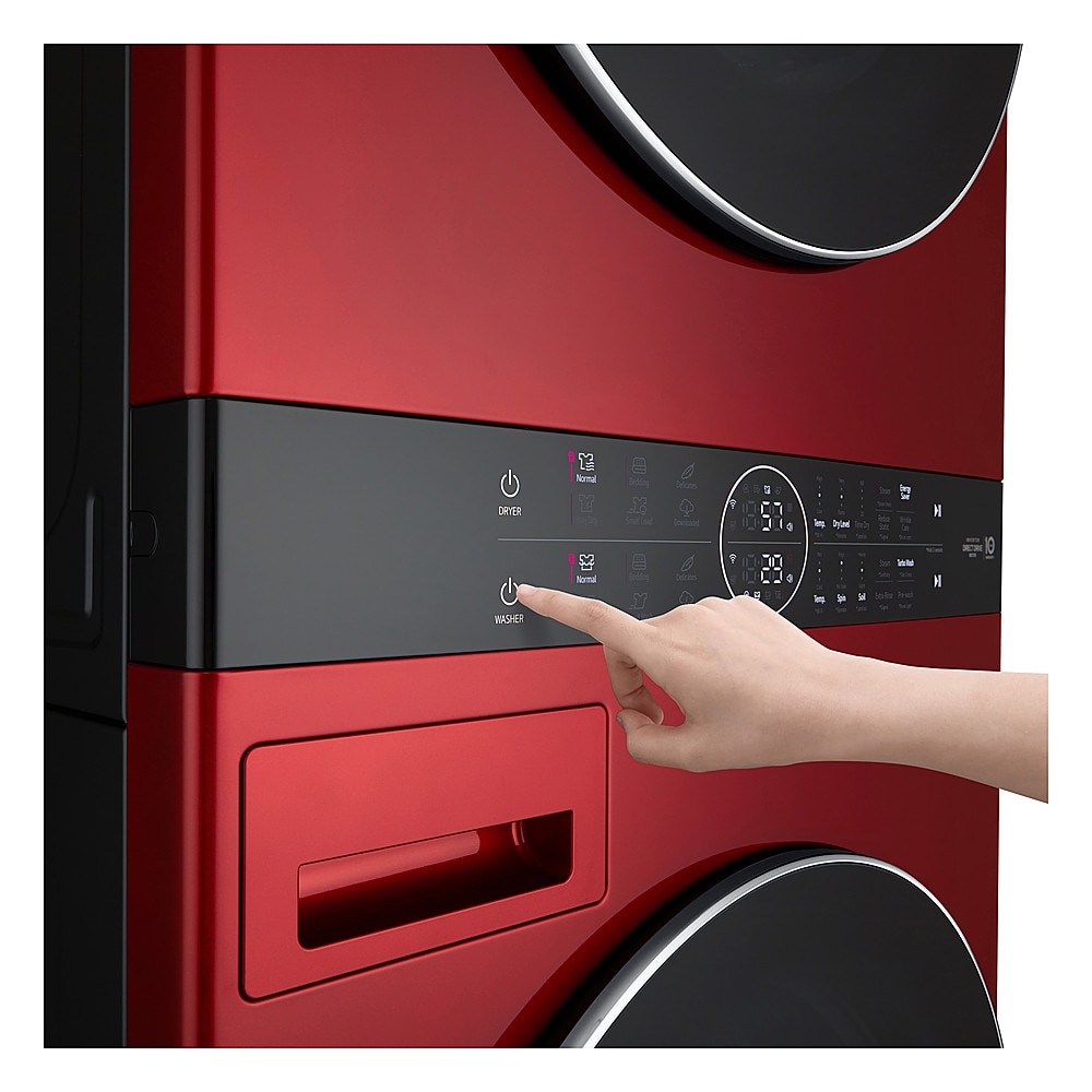 Alt View 19. LG - 4.5 Cu. Ft. HE Smart Front Load Washer and 7.4 Cu. Ft. Gas Dryer WashTower with Steam and Built-In Intelligence - Candy Apple Red.