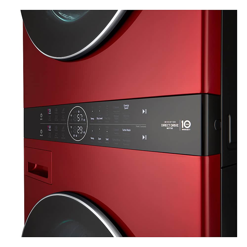 Alt View 20. LG - 4.5 Cu. Ft. HE Smart Front Load Washer and 7.4 Cu. Ft. Gas Dryer WashTower with Steam and Built-In Intelligence - Candy Apple Red.