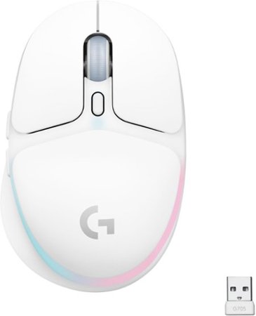 Logitech - G705 Aurora Collection Wireless Optical Gaming Mouse with Customizable LIGHTSYNC RGB Lighting - White Mist