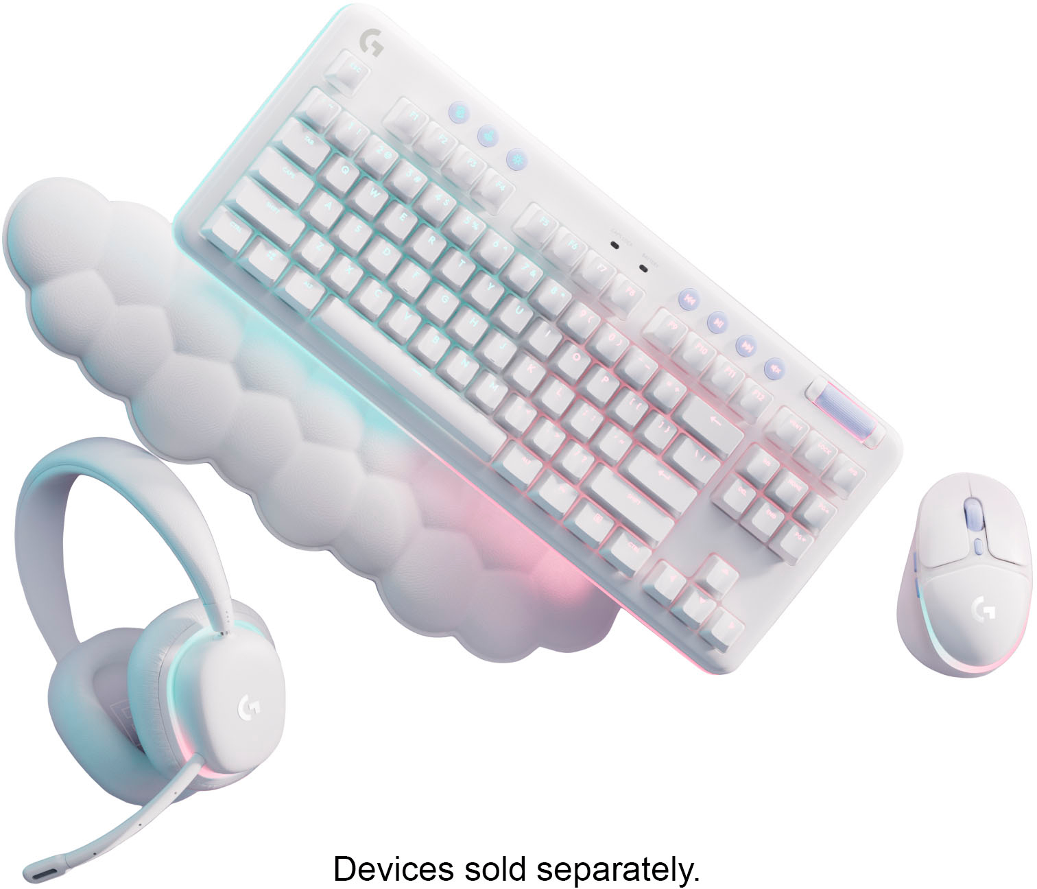 Logitech G735 Wireless Gaming Headset + G715 Wireless Mechanical Gaming  Keyboard Tactile - White Mist