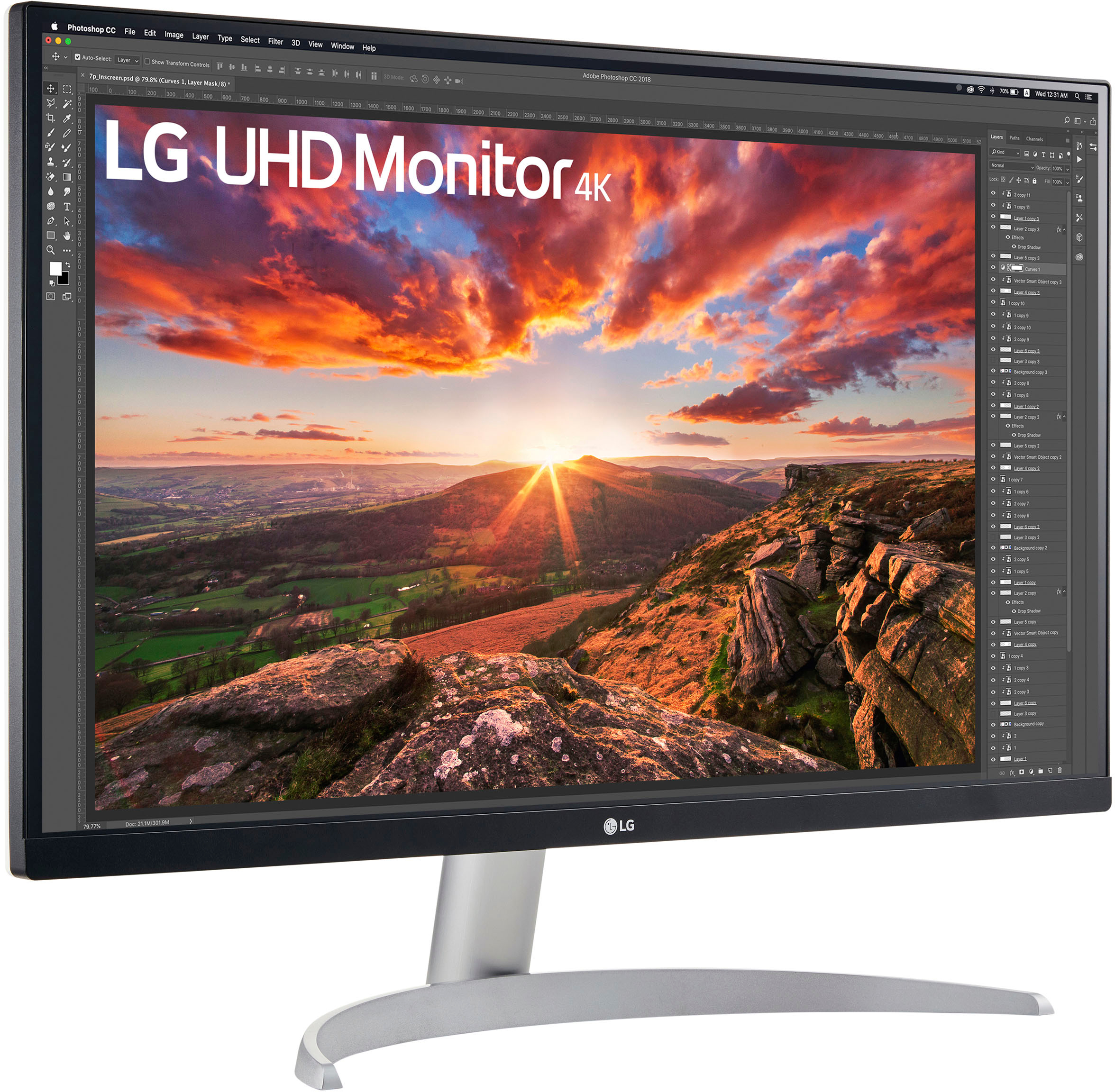 Angle View: LG - 27” IPS LED 4K UHD AMD FreeSync Monitor with HDR (DisplayPort, HDMI) - Black