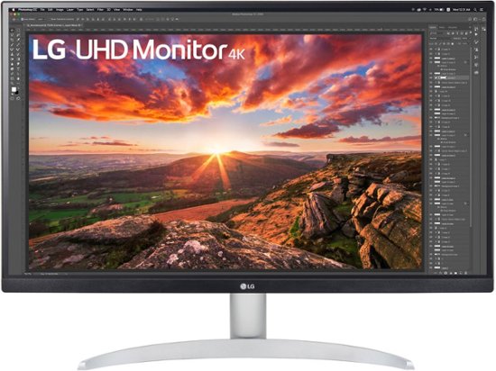 Front. LG - 27” IPS LED 4K UHD 60Hz AMD FreeSync Monitor with HDR (DisplayPort, HDMI) - Black.