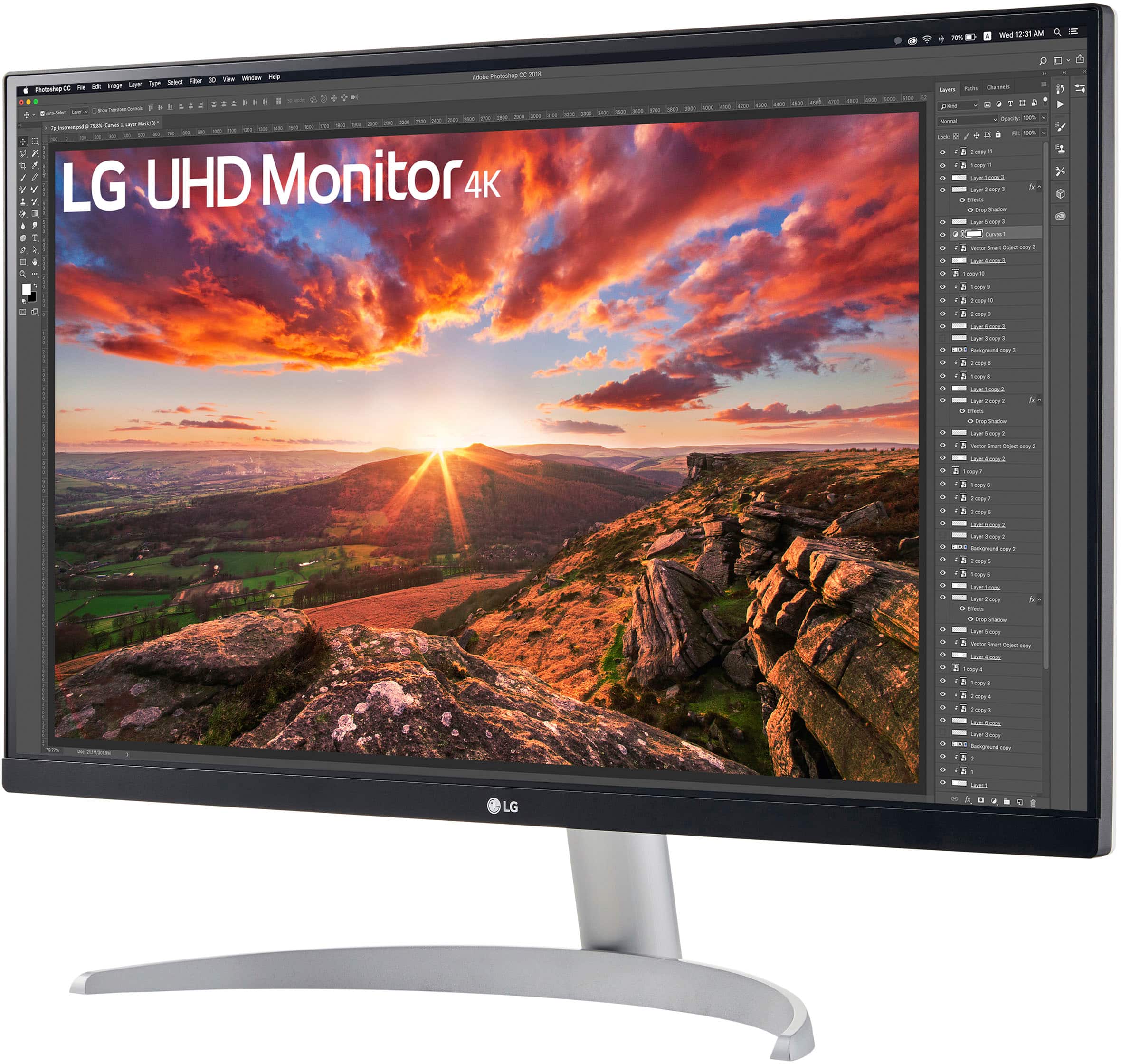 Left. LG - 27” IPS LED 4K UHD 60Hz AMD FreeSync Monitor with HDR (DisplayPort, HDMI) - Black.