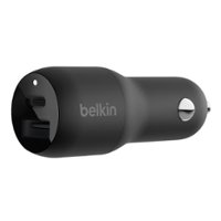 Belkin - 37W Dual USB Car Charger - Power Delivery 25W USB C Port & 12W USB A Port with PPS Charging for Apple iPhone and Samsung - Black - Front_Zoom
