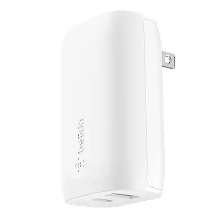 Front. Belkin - 37 Watt USB C Wall Charger - Power Delivery 25W USB C Port + 12W USB A Port for PPS Charging Apple iPhone and Samsung - White.