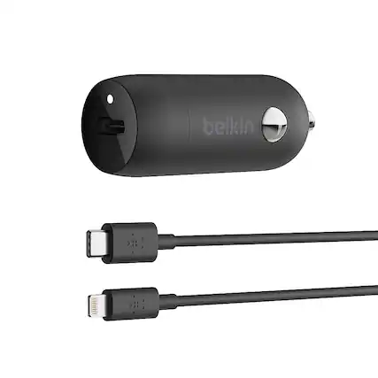 Front. Belkin - BOOSTCHARGE 20W USB-C PD + USB-C to Lightining Cable - Black.