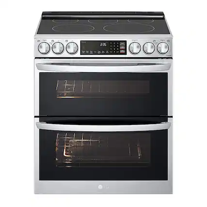 Front. LG - 7.3 Cu. Ft. Smart Slide-In Double Oven Electric True Convection Range with EasyClean and InstaView - PrintProof Stainless Steel.