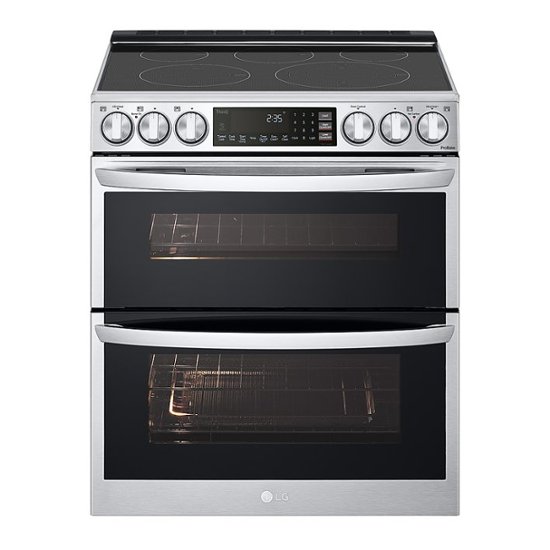 LG – 7.3 Cu. Ft. Slide-In Double Oven Electric True Convection Range with EasyClean and InstaView – Stainless steel