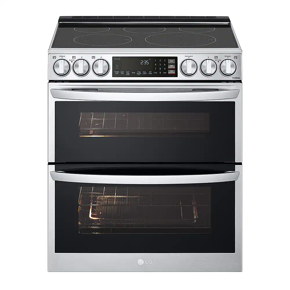 LG - 7.3 Cu. Ft. Smart Slide-In Double Oven Electric True Convection Range with EasyClean and InstaView - Stainless Steel