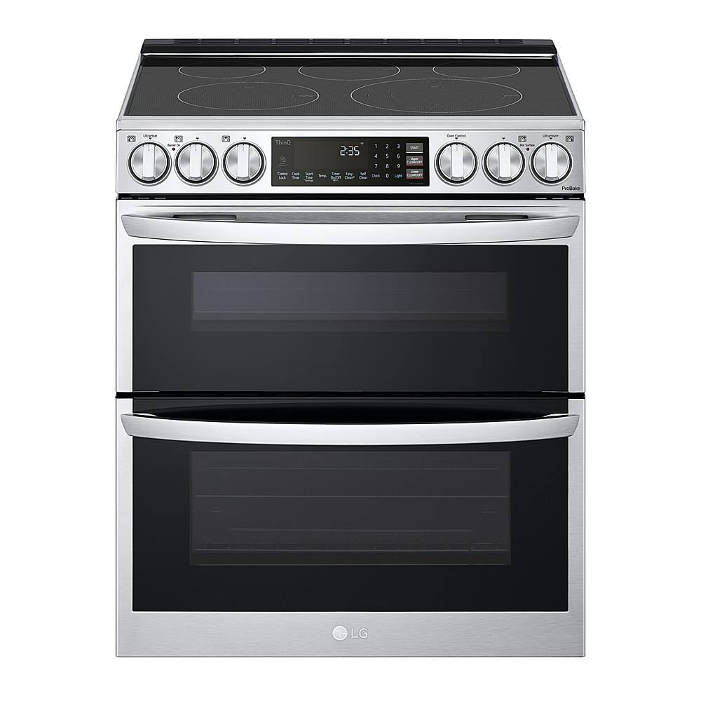 Alt View 1. LG - 7.3 Cu. Ft. Smart Slide-In Double Oven Electric True Convection Range with EasyClean and InstaView - PrintProof Stainless Steel.