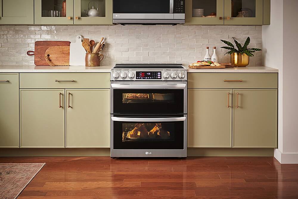 Alt View 23. LG - 7.3 Cu. Ft. Smart Slide-In Double Oven Electric True Convection Range with EasyClean and InstaView - PrintProof Stainless Steel.