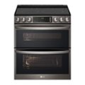 Front Zoom. LG - 7.3 Cu. Ft. Smart Slide-In Double Oven Electric True Convection Range with EasyClean and InstaView - Black Stainless Steel.