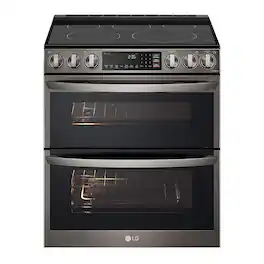 LG - 7.3 Cu. Ft. Smart Slide-In Double Oven Electric True Convection Range with EasyClean and InstaView - Black Stainless Steel
