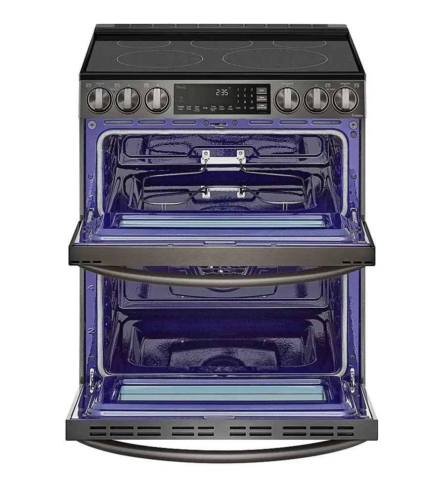 Alt View 12. LG - 7.3 Cu. Ft. Smart Slide-In Double Oven Electric True Convection Range with EasyClean and InstaView - PrintProof Black Stainless Steel.
