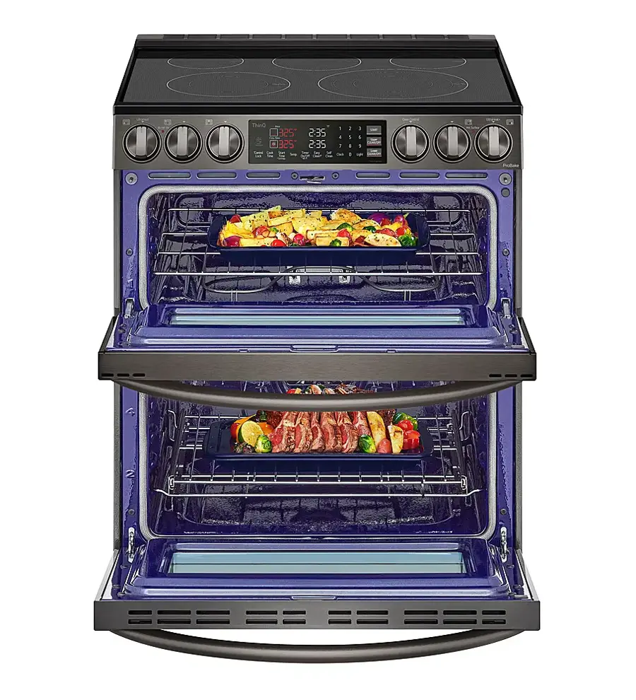 Alt View 13. LG - 7.3 Cu. Ft. Smart Slide-In Double Oven Electric True Convection Range with EasyClean and InstaView - PrintProof Black Stainless Steel.